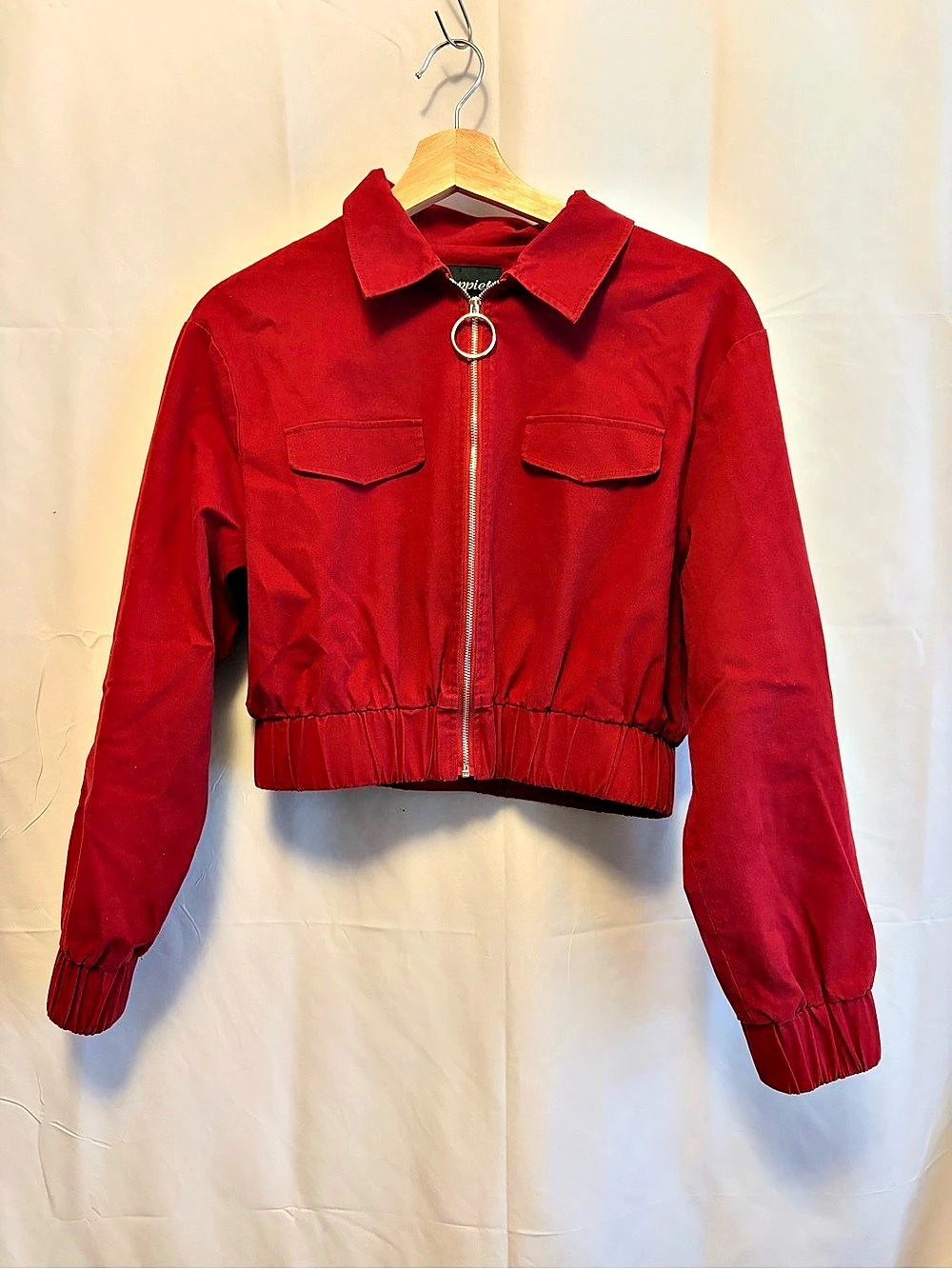Women's Red Cropped Jacket with Greek Lettering